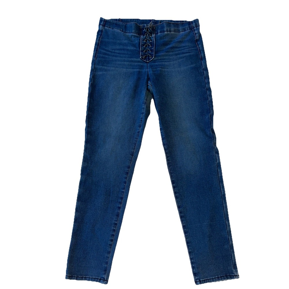 American Eagle Skinny Jeans Size 12 Lace Up Stretchy Denim‎ Blue Next Level Flex